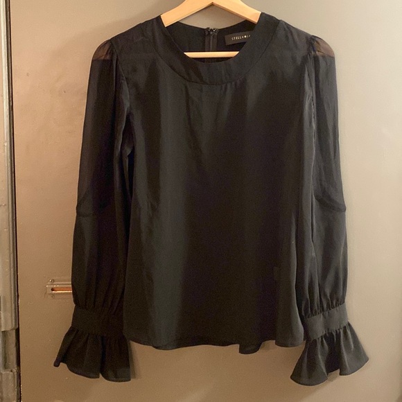 Stella & Jamie Blouse with Sheer Silk Details in Black - Picture 1 of 6